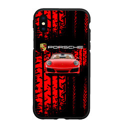 Чехол iPhone XS Max матовый Porsche - авто, цвет: 3D-черный
