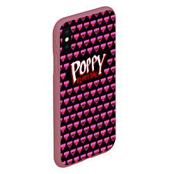 Чехол iPhone XS Max матовый Poppy Playtime - Kissy Missy Pattern - Huggy Wuggy, цвет: 3D-малиновый — фото 2