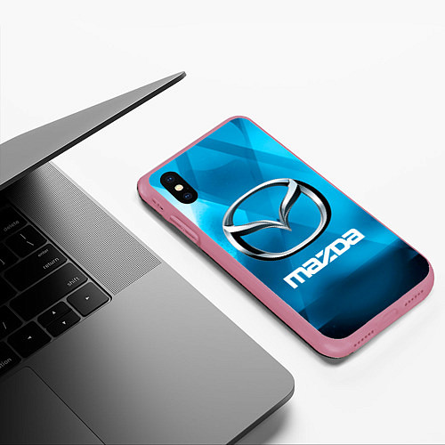 Чехол iPhone XS Max матовый Mazda - sport - абстракция / 3D-Малиновый – фото 3