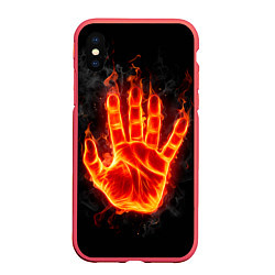 Чехол iPhone XS Max матовый Ладонь из огня, цвет: 3D-красный
