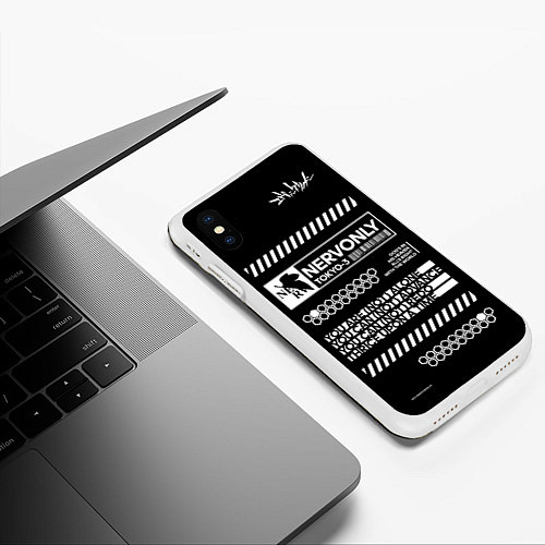 Чехол iPhone XS Max матовый NERV Evangelion / 3D-Белый – фото 3