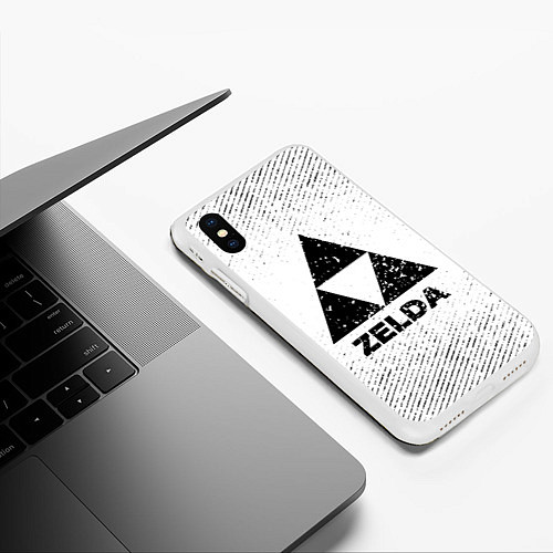 Чехол iPhone XS Max матовый Zelda с потертостями на светлом фоне / 3D-Белый – фото 3