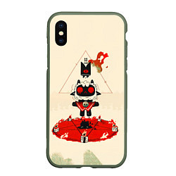 Чехол iPhone XS Max матовый Cult of the lamb art, цвет: 3D-темно-зеленый