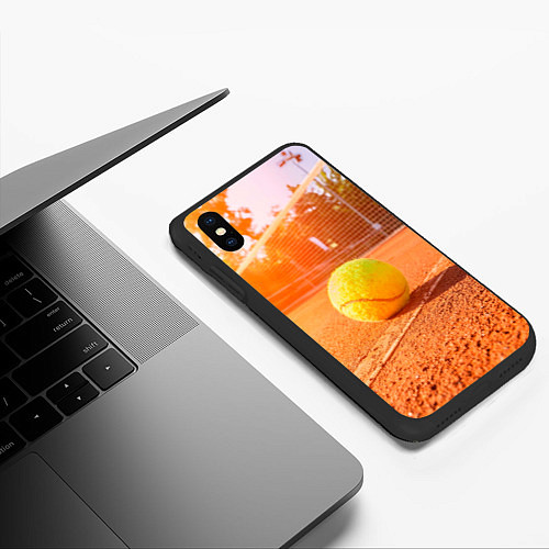 Чехол iPhone XS Max матовый Теннис - рассвет / 3D-Черный – фото 3