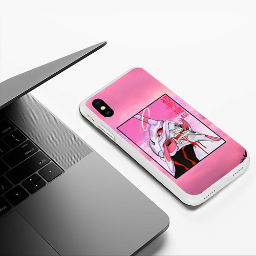 Чехол iPhone XS Max матовый EVANGELION PINK Берсерк mode / 3D-Белый – фото 3