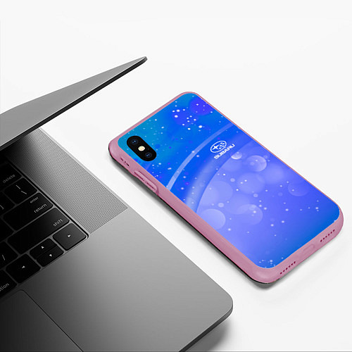 Чехол iPhone XS Max матовый Субару - sport / 3D-Розовый – фото 3