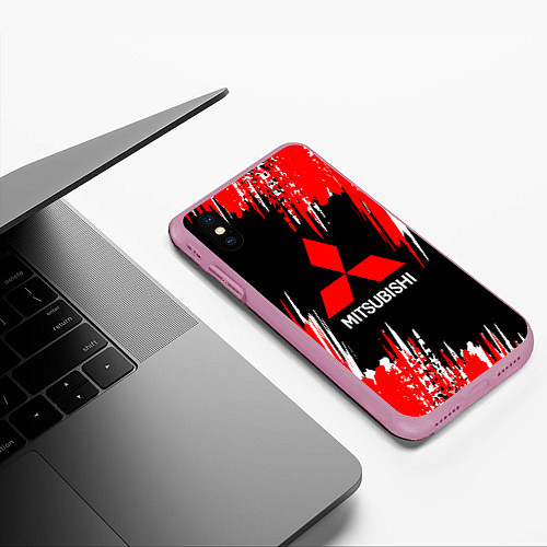 Чехол iPhone XS Max матовый Mitsubishi - краска / 3D-Розовый – фото 3