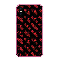 Чехол iPhone XS Max матовый Cult of the lamb pattern, цвет: 3D-малиновый