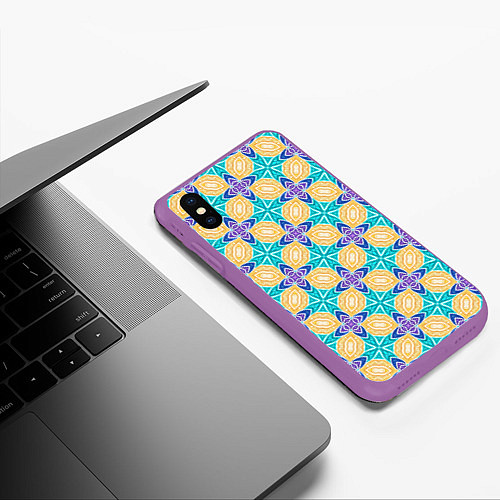 Чехол iPhone XS Max матовый Мозаика лепестки / 3D-Фиолетовый – фото 3