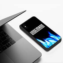 Чехол iPhone XS Max матовый Lindemann blue fire, цвет: 3D-черный — фото 2