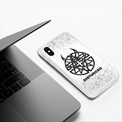 Чехол iPhone XS Max матовый Disturbed с потертостями на светлом фоне, цвет: 3D-белый — фото 2