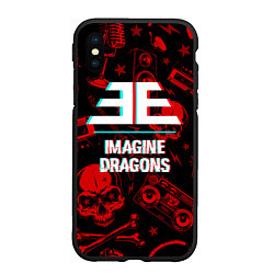 Чехол iPhone XS Max матовый Imagine Dragons rock glitch, цвет: 3D-черный