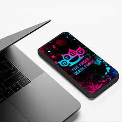 Чехол iPhone XS Max матовый Five Finger Death Punch - neon gradient, цвет: 3D-черный — фото 2