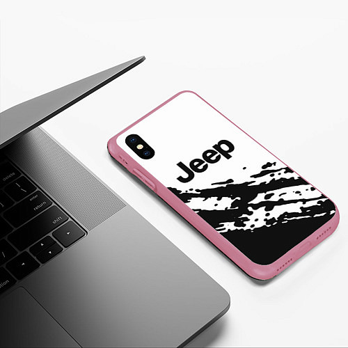 Чехол iPhone XS Max матовый Jeep - textura / 3D-Малиновый – фото 3