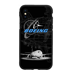 Чехол iPhone XS Max матовый Boeing 737, цвет: 3D-черный