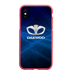 Чехол iPhone XS Max матовый Daewoo - лучи, цвет: 3D-красный