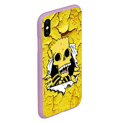 Чехол iPhone XS Max матовый Скелет Барта Симпсона разрывает штукатурку стены, цвет: 3D-сиреневый — фото 2