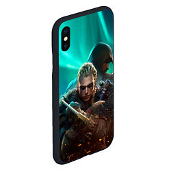 Чехол iPhone XS Max матовый Assassins Creed Valhalla art, цвет: 3D-черный — фото 2