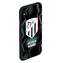 Чехол iPhone XS Max матовый Atletico Madrid FC в стиле glitch на темном фоне, цвет: 3D-черный — фото 2