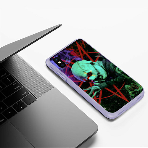 Чехол iPhone XS Max матовый Slipknot-Corey Taylor / 3D-Светло-сиреневый – фото 3