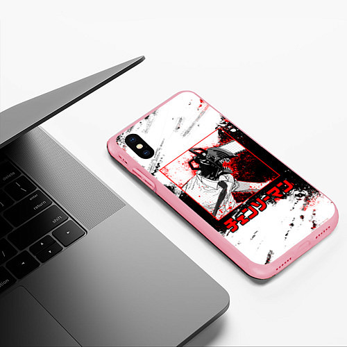 Чехол iPhone XS Max матовый Denji - Человек-бензопила / 3D-Баблгам – фото 3