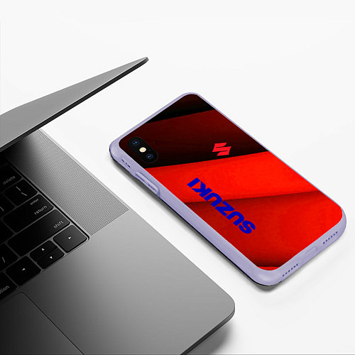 Чехол iPhone XS Max матовый Suzuki - абстракция / 3D-Светло-сиреневый – фото 3