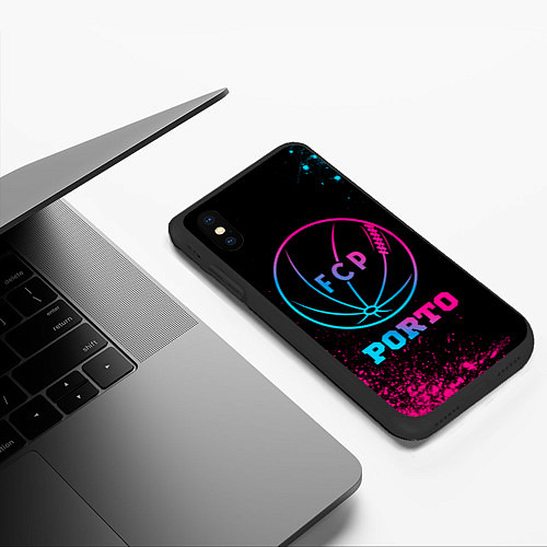 Чехол iPhone XS Max матовый Porto - neon gradient / 3D-Черный – фото 3