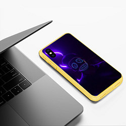 Чехол iPhone XS Max матовый Неоновый анонимус во тьме, цвет: 3D-желтый — фото 2