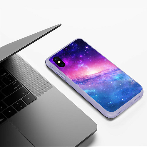 Чехол iPhone XS Max матовый Космическая воронка / 3D-Светло-сиреневый – фото 3