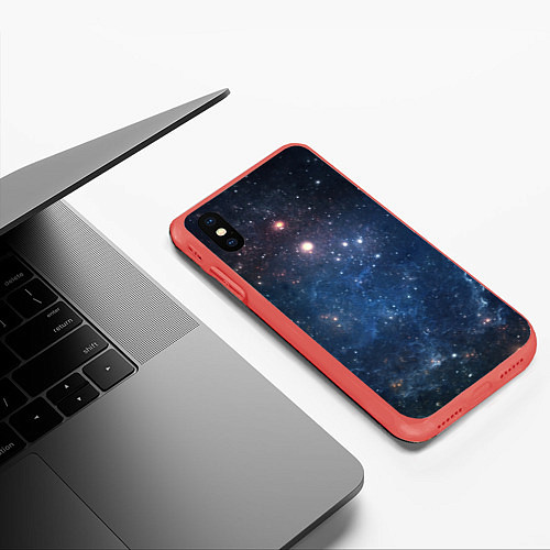Чехол iPhone XS Max матовый Молчаливый космос / 3D-Красный – фото 3