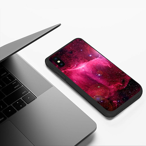 Чехол iPhone XS Max матовый Рубиновая туманность / 3D-Черный – фото 3