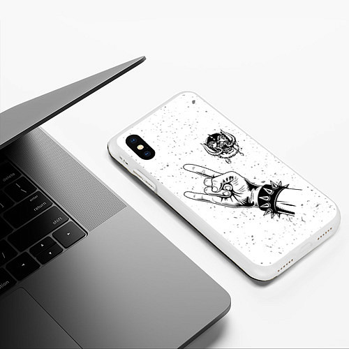 Чехол iPhone XS Max матовый Motorhead и рок символ / 3D-Белый – фото 3