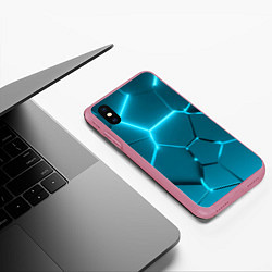 Чехол iPhone XS Max матовый Ледяные неоновые геометрические плиты, цвет: 3D-малиновый — фото 2