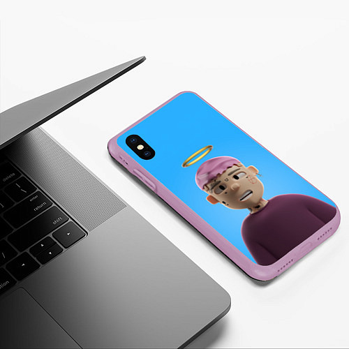 Чехол iPhone XS Max матовый Lil Peep С Нимбом / 3D-Сиреневый – фото 3