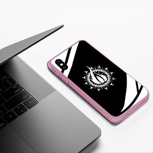 Чехол iPhone XS Max матовый In flames - абстракция / 3D-Розовый – фото 3