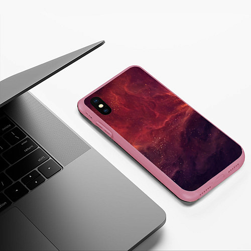 Чехол iPhone XS Max матовый Галактический пожар / 3D-Малиновый – фото 3