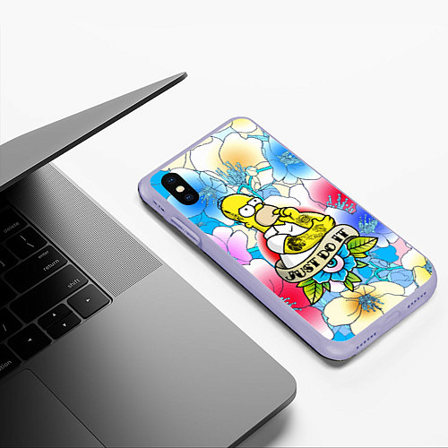 Чехол iPhone XS Max матовый Гомер Симпсон - Just do it / 3D-Светло-сиреневый – фото 3