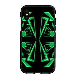 Чехол iPhone XS Max матовый Геометрический узор зеленый geometric, цвет: 3D-черный