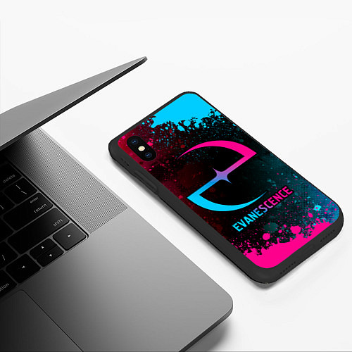 Чехол iPhone XS Max матовый Evanescence - neon gradient / 3D-Черный – фото 3