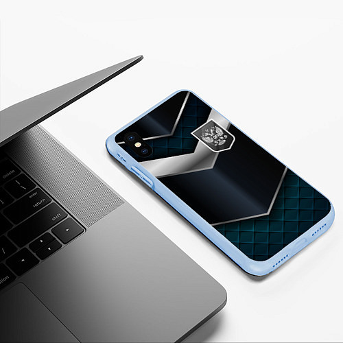 Чехол iPhone XS Max матовый Silver Russia / 3D-Голубой – фото 3