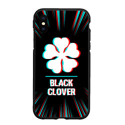 Чехол iPhone XS Max матовый Символ Black Clover в стиле glitch на темном фоне, цвет: 3D-черный
