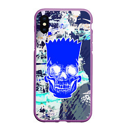 Чехол iPhone XS Max матовый Синий череп Барта Симпсона, цвет: 3D-фиолетовый