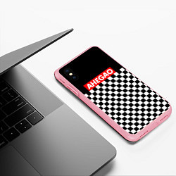 Чехол iPhone XS Max матовый Ahegao надпись клеточки, цвет: 3D-баблгам — фото 2