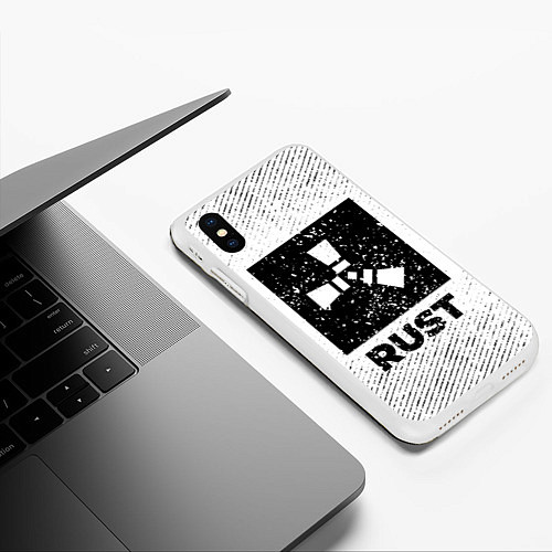 Чехол iPhone XS Max матовый Rust с потертостями на светлом фоне / 3D-Белый – фото 3