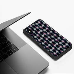 Чехол iPhone XS Max матовый Классический ромбовидный текстурированный узор на, цвет: 3D-черный — фото 2