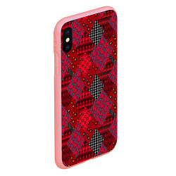 Чехол iPhone XS Max матовый Красный лоскутный узор пэчворк, цвет: 3D-баблгам — фото 2
