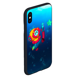 Чехол iPhone XS Max матовый Brawl Stars - Отис, подводный мир, цвет: 3D-черный — фото 2