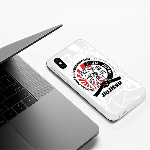 Чехол iPhone XS Max матовый Jiujitsu emblem Джиу-джитсу / 3D-Белый – фото 3