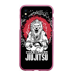 Чехол iPhone XS Max матовый Jiu-Jitsu red sun Brazil, цвет: 3D-малиновый