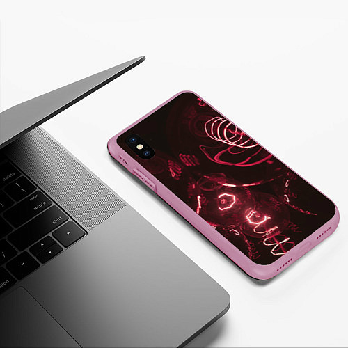 Чехол iPhone XS Max матовый Неоновые тусклые фонари / 3D-Розовый – фото 3